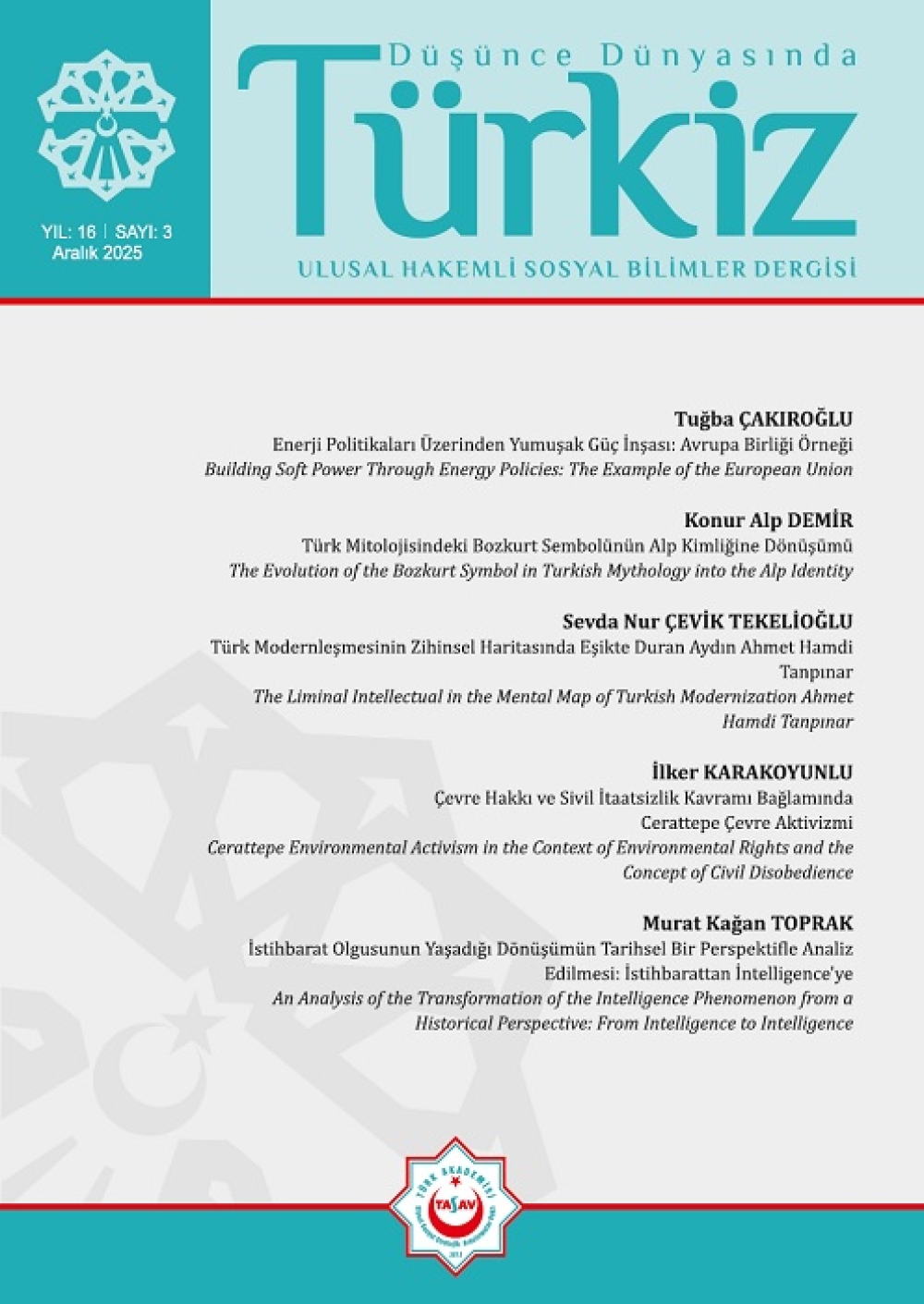 Cilt: 16, No: 3 (Aralık 2025)